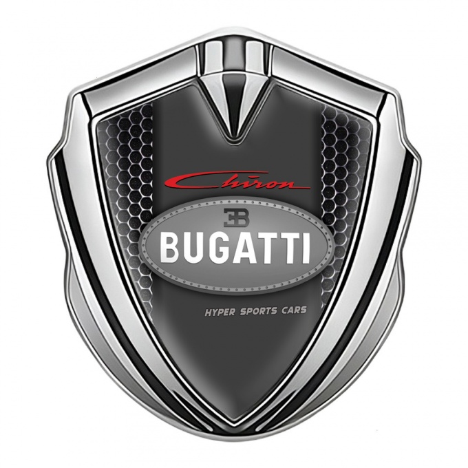 Bugatti Chiron Bodyside Domed Emblem Silver Steel Grate Classic Logo