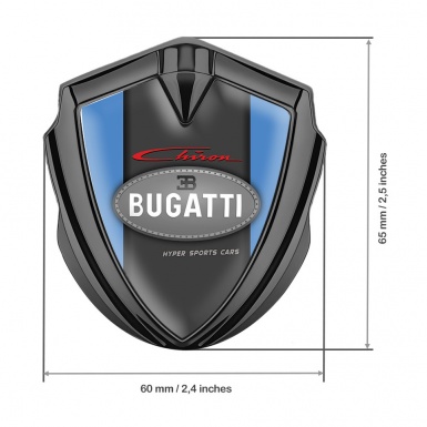 Bugatti Chiron Emblem Metal Badge Graphite Glacial Blue Classic Logo