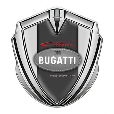 Bugatti Chiron Emblem Metal Badge Silver Moon Grey Classic Logo