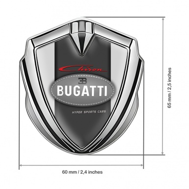 Bugatti Chiron Emblem Metal Badge Silver Moon Grey Classic Logo