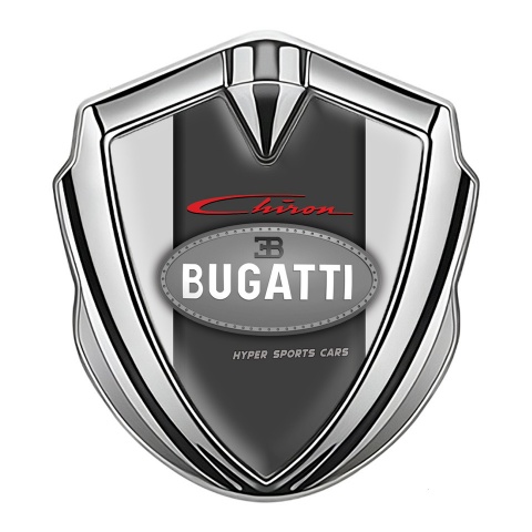 Bugatti Chiron Emblem Metal Badge Silver Moon Grey Classic Logo