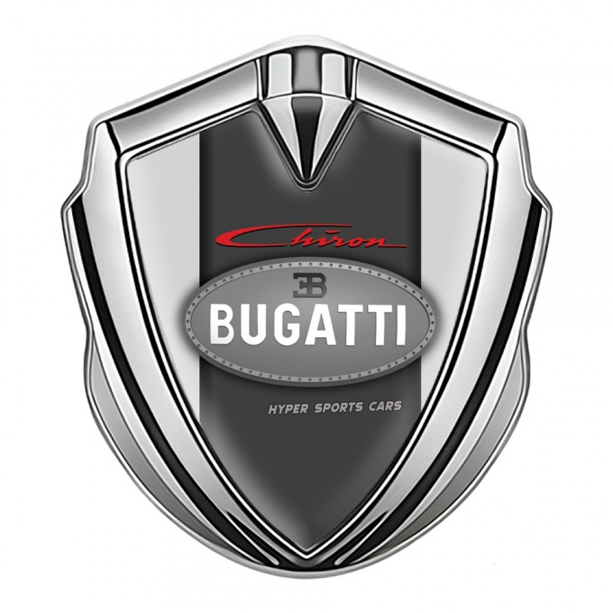 Bugatti Chiron Emblem Metal Badge Silver Moon Grey Classic Logo