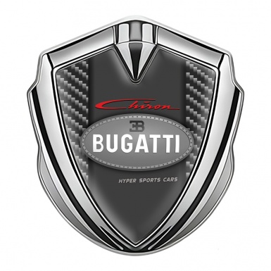 Bugatti Chiron 3d Emblem Badge Silver Dark Carbon Classic Logo