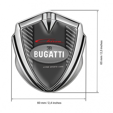 Bugatti Chiron 3d Emblem Badge Silver Dark Carbon Classic Logo