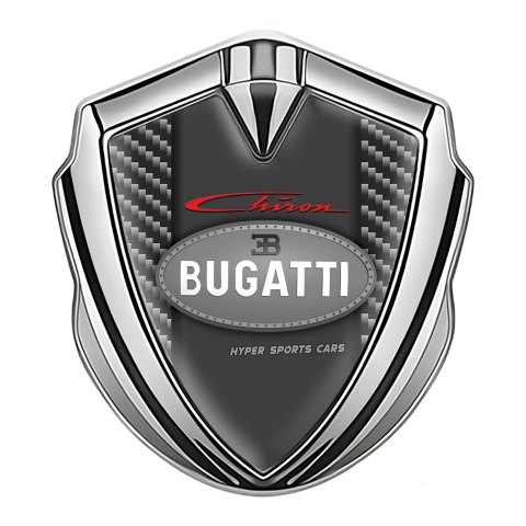 Bugatti Chiron 3d Emblem Badge Silver Dark Carbon Classic Logo