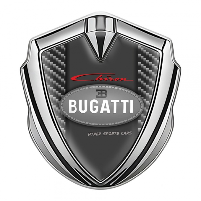 Bugatti Chiron 3d Emblem Badge Silver Dark Carbon Classic Logo
