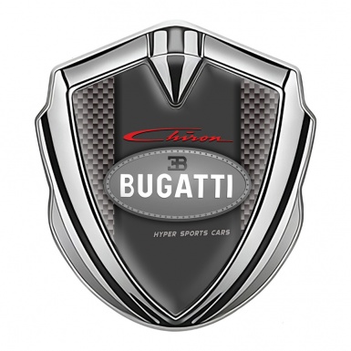 Bugatti Chiron Silicon Emblem Badge Silver Brown Carbon Classic Logo