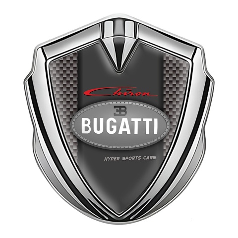 Bugatti Chiron Silicon Emblem Badge Silver Brown Carbon Classic Logo