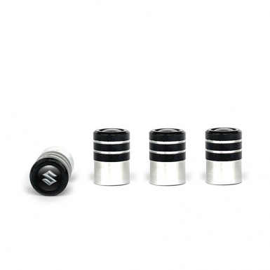 Suzuki Valve Caps Tire Black - Aluminium 4 pcs 3D Logo