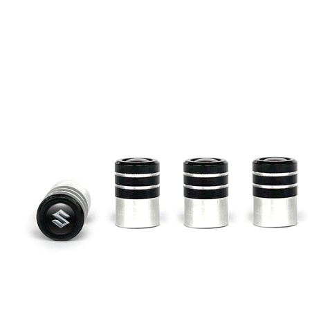 Suzuki Valve Caps Tire Black - Aluminium 4 pcs 3D Logo