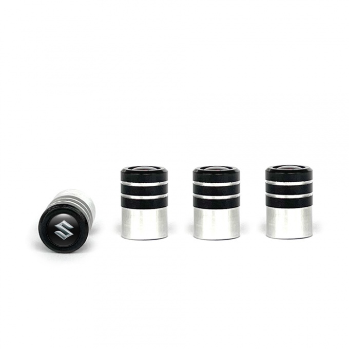 Suzuki Valve Caps Tire Black - Aluminium 4 pcs 3D Logo