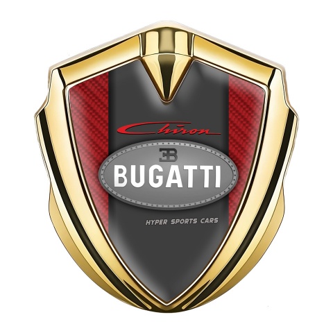 Bugatti Chiron Badge Self Adhesive Gold Red Carbon Classic Logo