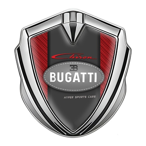 Bugatti Chiron Badge Self Adhesive Silver Red Carbon Classic Logo