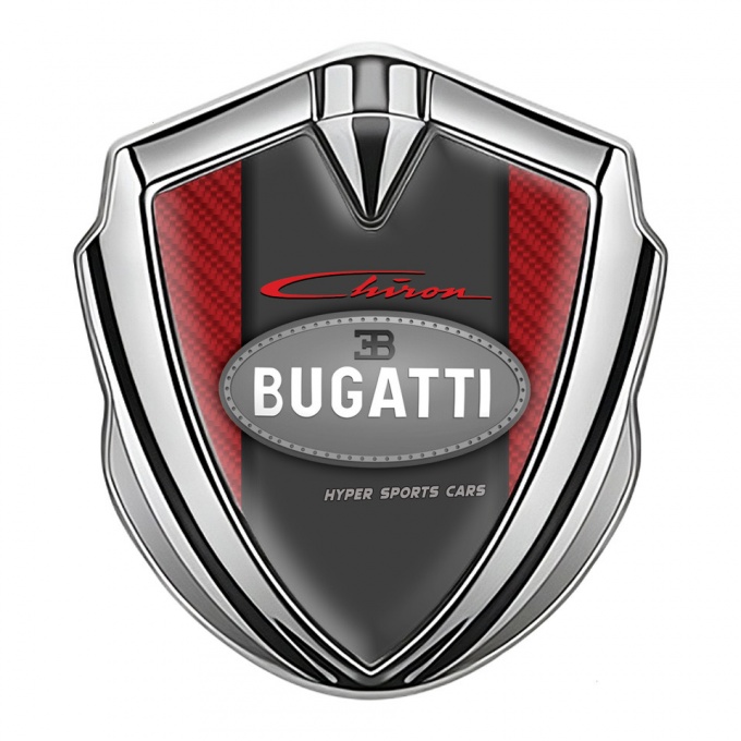 Bugatti Chiron Badge Self Adhesive Silver Red Carbon Classic Logo