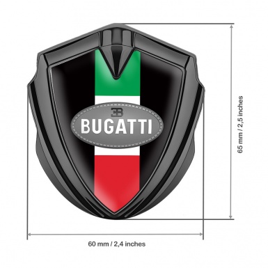 Bugatti Emblem Fender Badge Graphite Black Base Italian Flag Edition