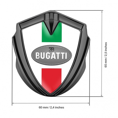 Bugatti Metal Emblem Self Adhesive Graphite White Base Italian Flag Edition
