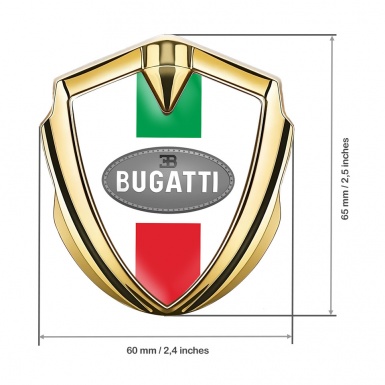 Bugatti Metal Emblem Self Adhesive Gold White Base Italian Flag Edition