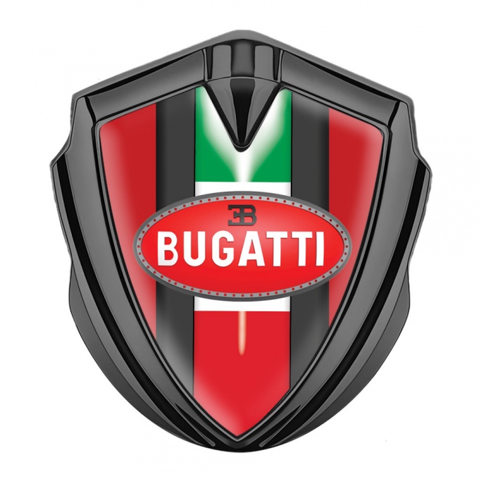 Bugatti Emblem Self Adhesive Graphite Red Base Italian Flag Edition