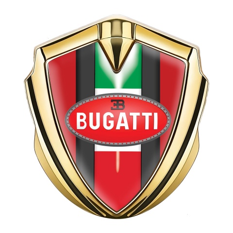 Bugatti Emblem Self Adhesive Gold Red Base Italian Flag Edition