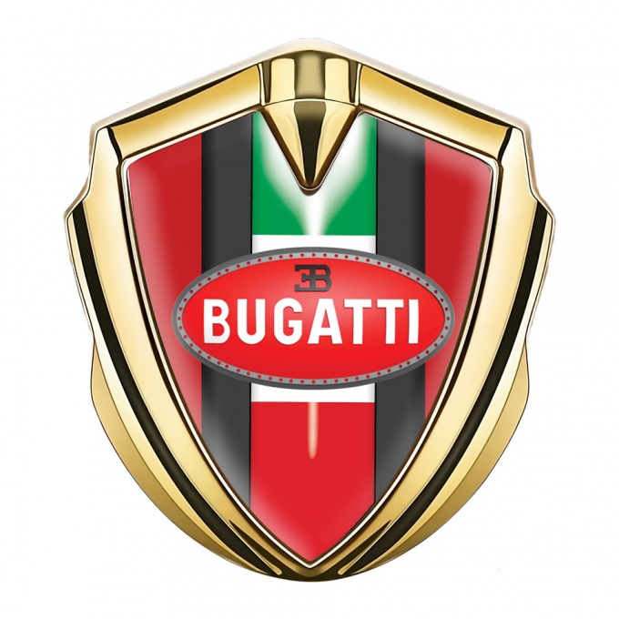 Bugatti Emblem Self Adhesive Gold Red Base Italian Flag Edition