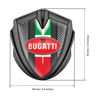 Bugatti Domed Emblem Badge Graphite Light Carbon Italian Flag Edition