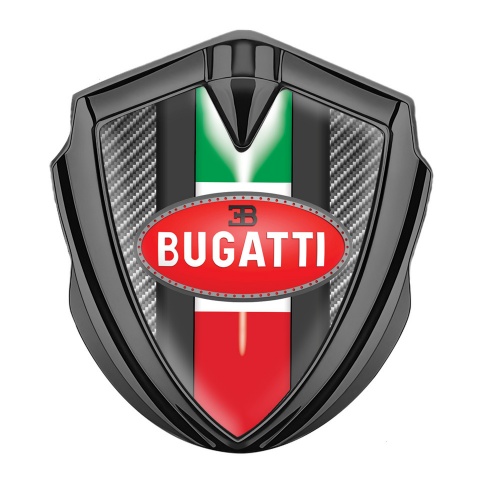 Bugatti Domed Emblem Badge Graphite Light Carbon Italian Flag Edition