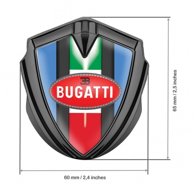 Bugatti Bodyside Domed Emblem Graphite Glacial Blue Italian Flag Edition