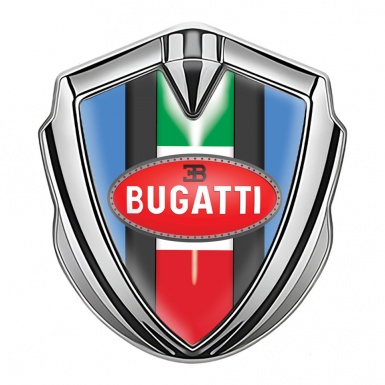 Bugatti Bodyside Domed Emblem Silver Glacial Blue Italian Flag Edition