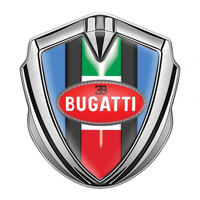 Bugatti Bodyside Domed Emblem Silver Glacial Blue Italian Flag Edition