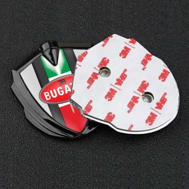 Bugatti Emblem Metal Badge Graphite Moon Grey Italian Flag Edition