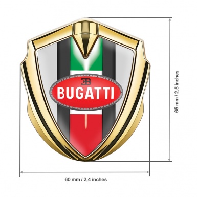 Bugatti Emblem Metal Badge Gold Moon Grey Italian Flag Edition