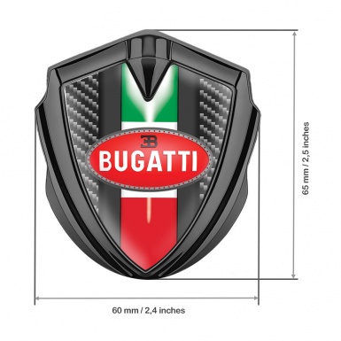 Bugatti 3d Emblem Badge Graphite Dark Carbon Italian Flag Edition