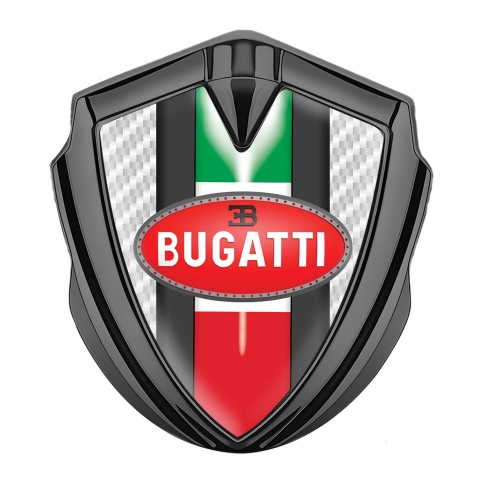 Bugatti Silicon Emblem Badge Graphite White Carbon Italian Flag Edition
