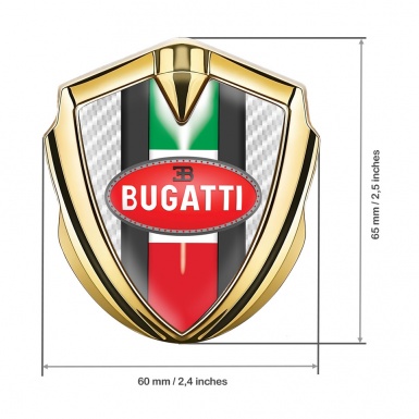Bugatti Silicon Emblem Badge Gold White Carbon Italian Flag Edition