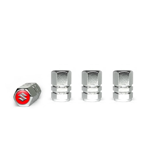 Suzuki Tyre Valve Caps Chrome 4 pcs Red