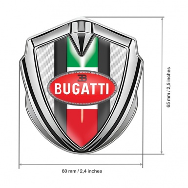 Bugatti Silicon Emblem Badge Silver White Carbon Italian Flag Edition