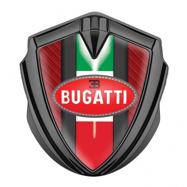 Bugatti Emblem Car Badge Graphite Red Carbon Italian Flag Edition