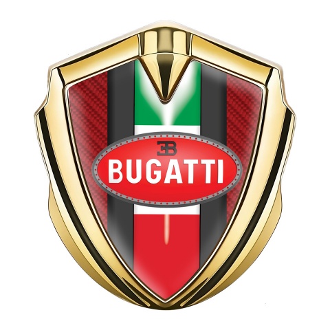 Bugatti Emblem Car Badge Gold Red Carbon Italian Flag Edition