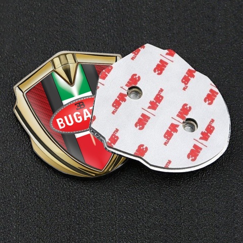 Bugatti Emblem Car Badge Gold Red Carbon Italian Flag Edition