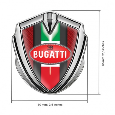 Bugatti Emblem Car Badge Silver Red Carbon Italian Flag Edition