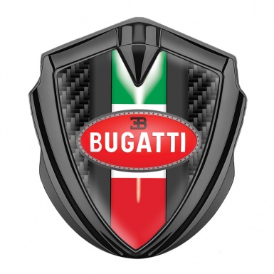 Bugatti Emblem Silicon Badge Graphite Black Carbon Italian Flag Design