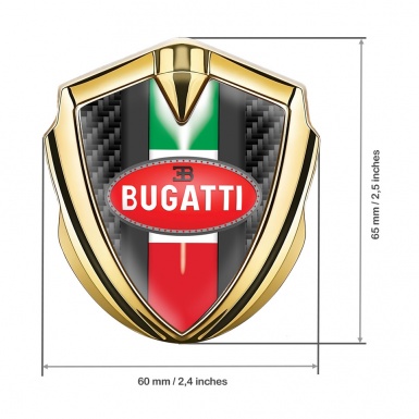 Bugatti Emblem Silicon Badge Gold Black Carbon Italian Flag Design