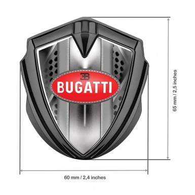 Bugatti Metal Domed Emblem Graphite Iron Effect Classic Oval Logo Design