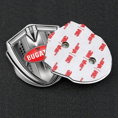 Bugatti Metal Domed Emblem Silver Iron Effect Classic Oval Logo Design