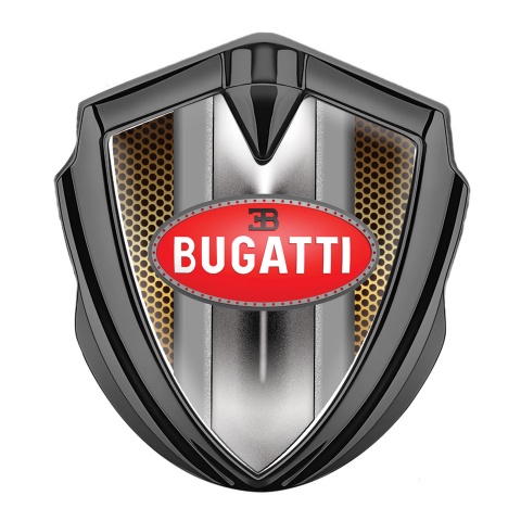 Bugatti Emblem Badge Self Adhesive Graphite Orange Grate Italian Motif
