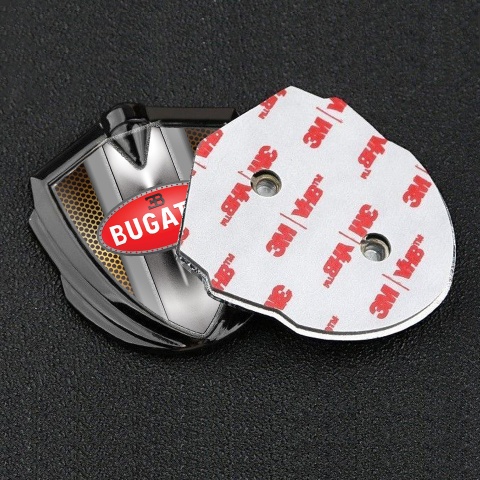 Bugatti Emblem Badge Self Adhesive Graphite Orange Grate Italian Motif