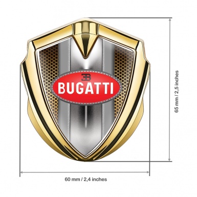 Bugatti Emblem Badge Self Adhesive Gold Orange Grate Italian Motif