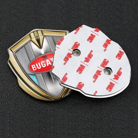 Bugatti Emblem Trunk Badge Gold Turquoise Elements Italian Design