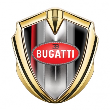 Bugatti Emblem Self Adhesive Gold Red Stripe Classic Oval Logo