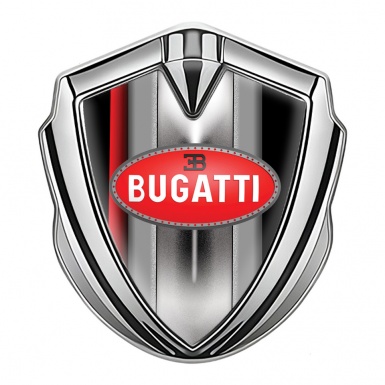 Bugatti Emblem Self Adhesive Silver Red Stripe Classic Oval Logo